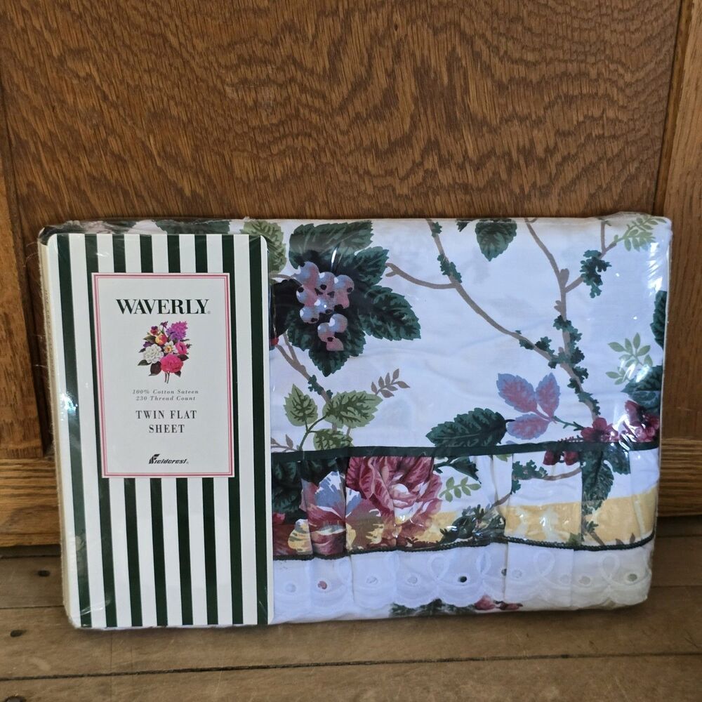 Waverly Valley Bouquet Twin Flat Sheet Floral Victorian Cotton 230 Thread 66x96